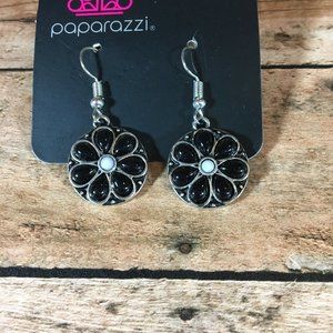 Black and Silver Floral Earrings